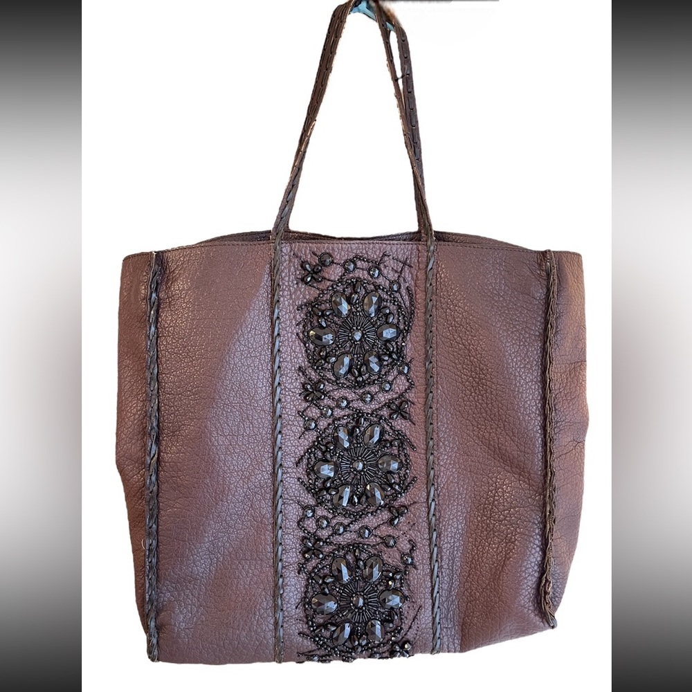 Valentino Large Tote with Black Beadings.
